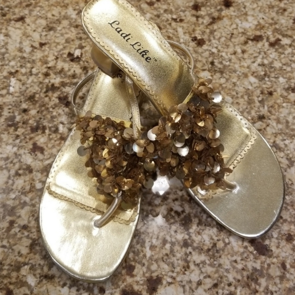Gold Sequin Women's Sandals